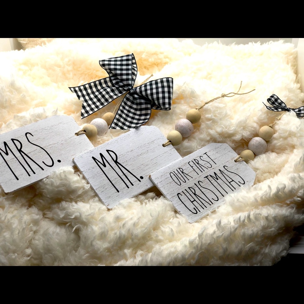 Mr & Mrs Our First Christmas Ornament Set